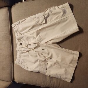 Corneliani White Drawstring Waist Cargo Shorts